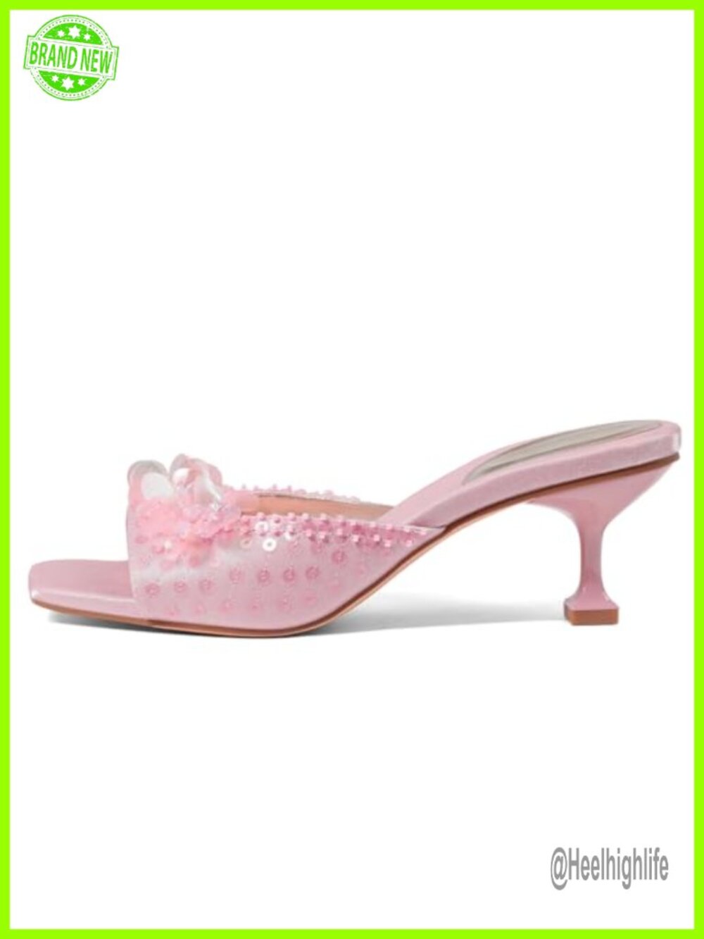Sequin Kitten Heel Slingback Sandals Square Toe Party Dressy